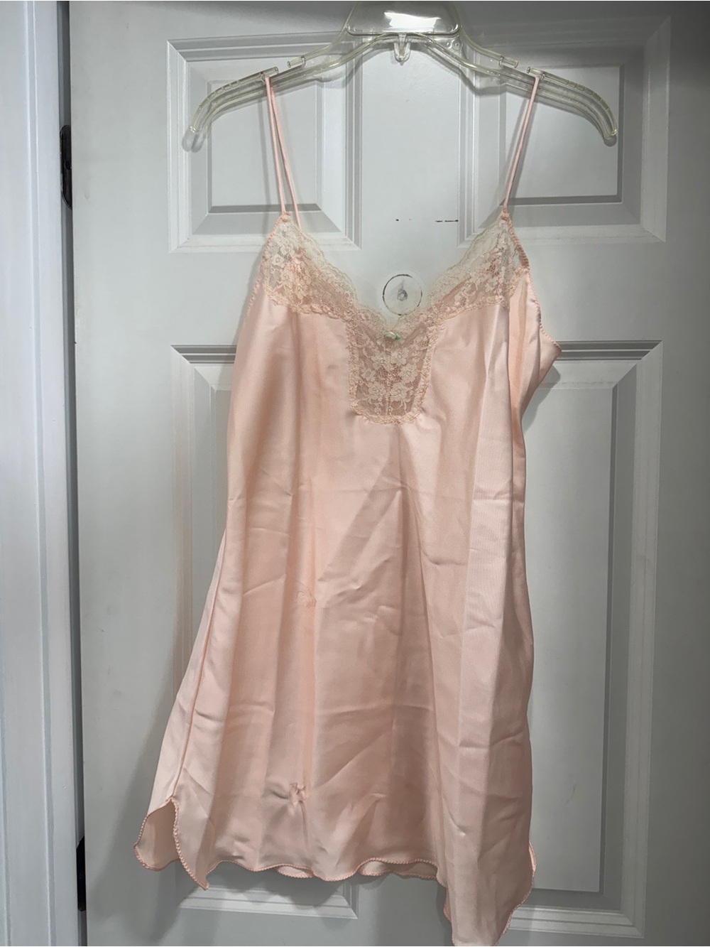 Victoria's Secret pink Satiny Lace Trim Chemise or Slip dress; vintage coquette
